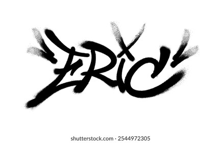 Sprayed Eric name with overspray in black over white. Vector illustration.