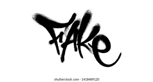 Sprayed fake font graffiti with overspray in black over white. Vector illustration.
