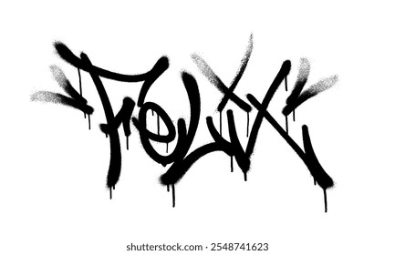 Sprayed Felix name with overspray in black over white. Vector illustration.