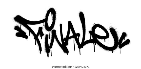 Sprayed finale font graffiti with overspray in black over white. Vector illustration.