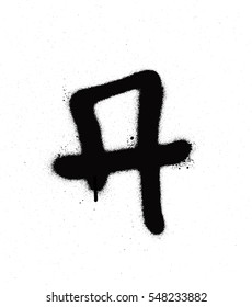 sprayed A font graffiti with leak in black over white