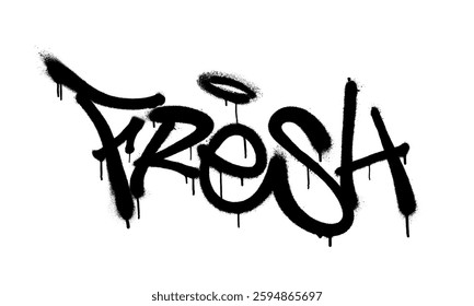 Sprayed fresh font graffiti with overspray in black over white. Vector graffiti art illustration.