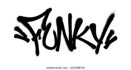 Sprayed funky font graffiti with overspray in black over white. Vector illustration.