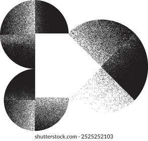 Sprayed geometric circle art composition .Graffiti art design . Noise textured semi circles . Spray effect .Geometric logo .Art design forms.Distressed element .Rough circles and semicircles .Vector  