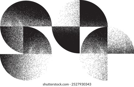 Sprayed geometric circle art composition .Graffiti art design . Noise textured semi circles . Spray effect .Geometric logo .Art design forms.Distressed element .Rough circles and semicircles .Vector