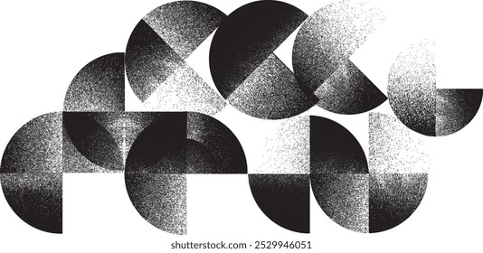 Sprayed geometric circle art composition .Graffiti art design . Noise textured semi circles . Spray effect .Geometric logo .Art design forms.Distressed element .Rough circles and semicircles .Vector