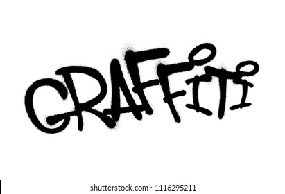 Sprayed graffiti font with overspray in black over white. Vector illustration.