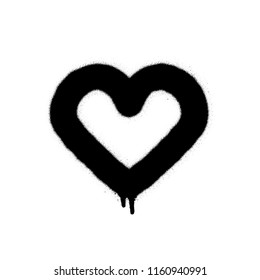 Sprayed Graffiti Heart In Black On White. Vector Illustration EPS 10