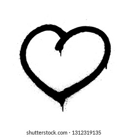 Sprayed graffiti heart in black on white. Vector illustration