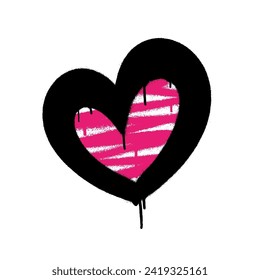 Sprayed graffiti heart in black on white. Vector illustration