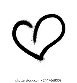 Sprayed graffiti heart in black on white. Vector illustration