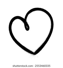 Sprayed graffiti heart in black on white. Vector illustration