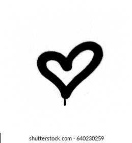 sprayed graffiti heart in black on white