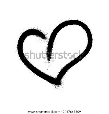 Sprayed graffiti heart in black on white. Vector illustration