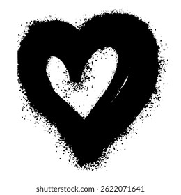 Sprayed graffiti heart Isolated on white background. heart with grunge drawing technique