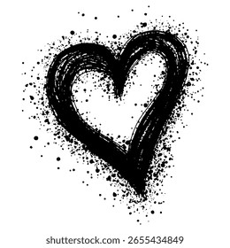 Sprayed graffiti heart Isolated on white background. heart with grunge drawing technique