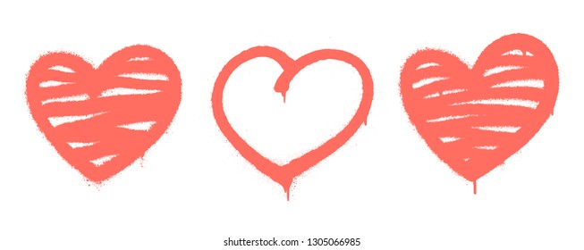 Sprayed graffiti hearts set on white. Vector illustration EPS 10