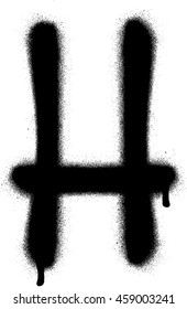 Sprayed H Font Graffiti With Leak In Black Over White