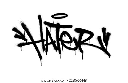 Sprayed hater font graffiti with overspray in black over white. Vector illustration.