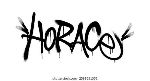 Sprayed Horace name with overspray in black over white. Vector illustration EPS 10