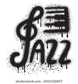 Sprayed jazz font graffiti with over spray in black over white.Vector Illustration for printing, backgrounds, posters, stickers.