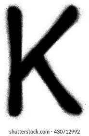 sprayed K font graffiti in black over white
