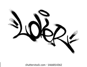 Sprayed lover font graffiti with overspray in black over white. Vector illustration.