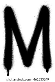 Sprayed M  Font Graffiti With Leak In Black Over White