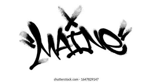 Sprayed Maine font graffiti with overspray in black over white. Vector illustration.