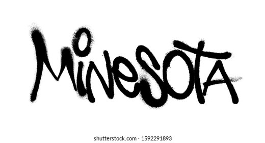 Sprayed Minesota font graffiti with overspray in black over white. Vector illustration.