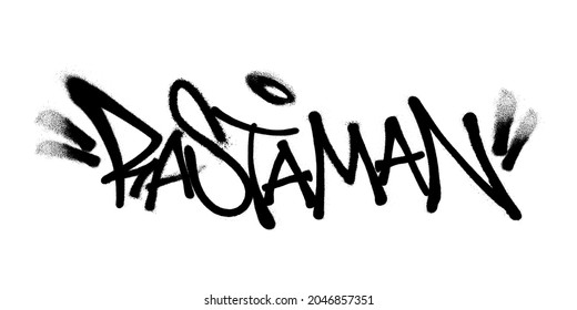 Rab-Schrift-Graffiti Spray mit Überspray auf Weiß. Vektorgrafik.