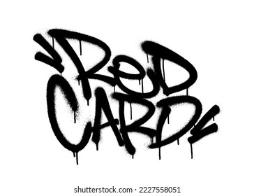 Sprayed red card font graffiti with overspray in black over white. Vector illustration.