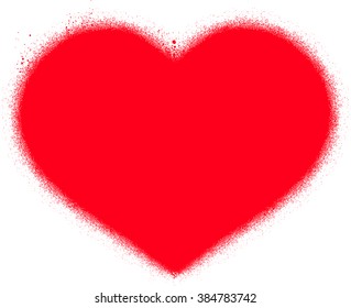 Sprayed Red Graffiti Heart Over White