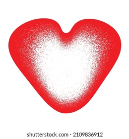Sprayed red line in heart form .Graffiti art design . Noise dispersion logo . Spray effect .Grunge texture . Distressed element .vector 