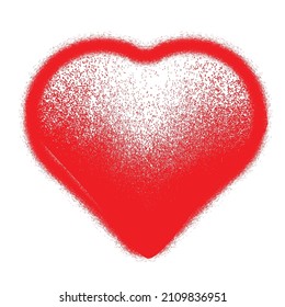 Sprayed red line in heart form .Graffiti art design . Noise dispersion logo . Spray effect .Grunge texture . Distressed element .vector 