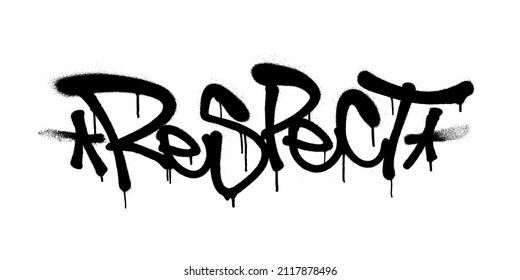 Graffiti con letras de respeto rociado con aerosol en blanco y negro. Ilustración vectorial.