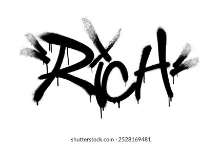 Grafite de fonte rica borrifado com overspray em preto sobre branco. Ilustração vetorial.