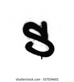 sprayed S font graffiti with leak in black over white