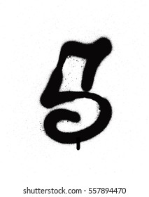 sprayed S font graffiti with leak in black over white