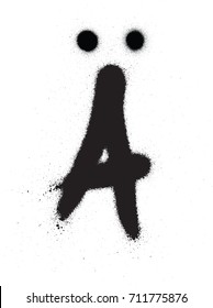 sprayed Scandinavian graffiti vowel font in black over white
