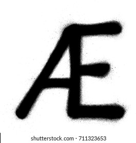 sprayed Scandinavian vowel graffiti font in black over white
