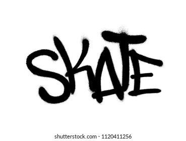 Sprayed skate font graffiti with overspray in black over white. Vector graffiti art illustration.