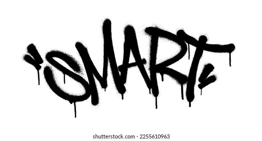 Sprayed smart font graffiti with overspray in black over white. Vector illustration.