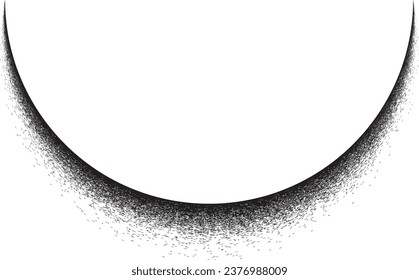 Lächelinie-Lächelinie.Graffiti art design . Halbkreisschatten. Logo zur Rauschdispersion. Spritzeffekt .Grunge, graue, grittige Textur . Entferntes Element .Vektor . Schatteneffekt des Kreises
