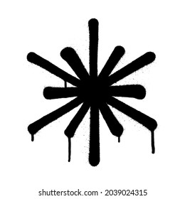 Copos de nieve rociados con aerosol en blanco y negro. Ilustración vectorial.