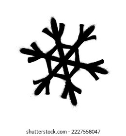 Copos de nieve rociados con aerosol en blanco y negro. Ilustración vectorial.