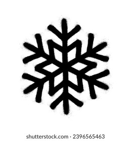 Sprayed snowflakes with overspray in black over white. Vector illustration.