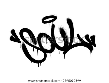 Sprayed soul font graffiti with overspray in black over white. Vector illustration.