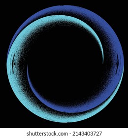 Sprayed spiral.Graffiti art design . Noise dispersion circle logo . Spray effect .Grunge, grainy, gritty texture . Distressed element .vector 