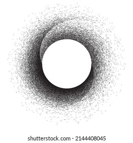 Sprayed spiral.Graffiti art design . Noise dispersion circle logo . Spray effect .Grunge, grainy, gritty texture . Distressed element .vector 